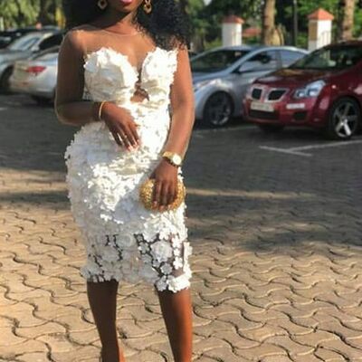 Sexy sheath 3d flowers lace tea-length prom dress party gown evening dress - Thumbnail 1