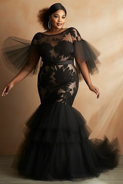 Plus Size African Lace African Girls Prom Dress Party Gown Evening Dress