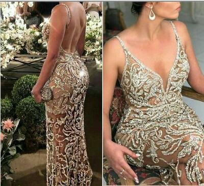 Sexy Sheath V Neck Lace Prom Dress Party Gown Evening Dress