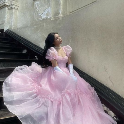 Vintage princess a line pink prom dresses