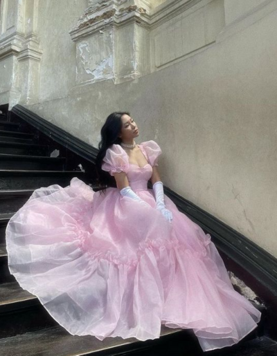 Vintage Princess A Line Pink Prom Dresses