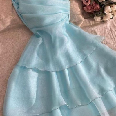 Elegant one shoulder party layered short homecoming dress