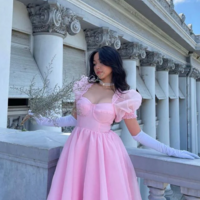 Vintage Princess A Line Pink Prom Dresses - Thumbnail 2