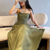 Beautiful Green A Line Long Prom Dresses With Split - Thumbnail 1