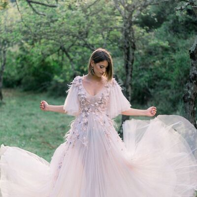 Fairy flowers tulle wedding dress bridal gown wedding gown