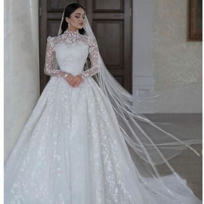 Luxury ball gown tulle lace appliques wedding dress bridal gown wedding gown