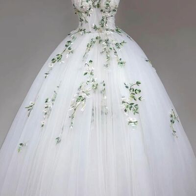 Ball gown appliques tulle wedding dress bridal gown wedding gown