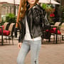 Ladies Faux Leather Moto Jacket - Thumbnail 2
