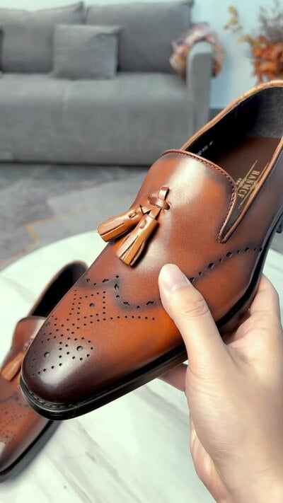 Tassel loafers cowhide men's leather shoes 2 colors