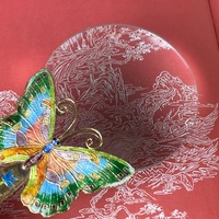 Vintage cloisonne magnifying glass, butterfly shape, artistic magnifying glass, 16cm length - Thumbnail 2