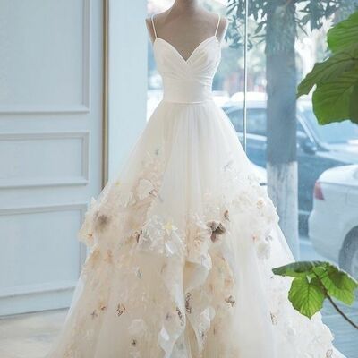 Sexy a-line appliques tulle wedding dress bridal gown wedding gown