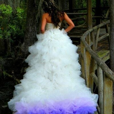 Dyed ombre ball gown tiered puffy wedding dress bridal gown wedding gown