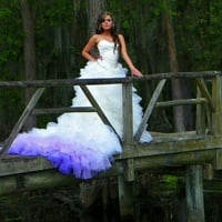 Dyed Ombre Ball Gown Tiered Puffy Wedding Dress Bridal Gown Wedding Gown - Thumbnail 1