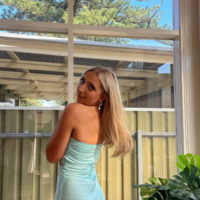 Strapless A Line Blue Satin Prom Dresses - Thumbnail 1
