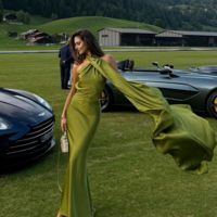 Green Satin Long Open Back Prom Dress Evening Dresses - Thumbnail 3