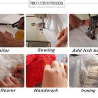Customzied Long Sleeve Glitter Eveing Gown  Full Crystals Sequins Stones Skirt Gown Detachable TailParty Dress - Thumbnail 3