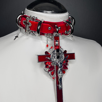 HOLY BK MASS neckpiece (red x silver) - Thumbnail 2
