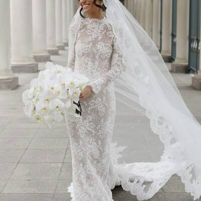 Elegant mermaid lace wedding dress bridal gown wedding gown
