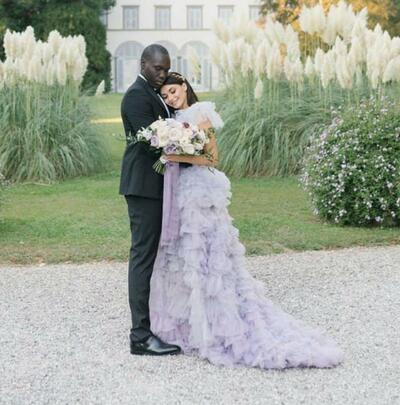 Lilac Ball Gown Tiered Organza Wedding Dress Bridal Gown Wedding Gown