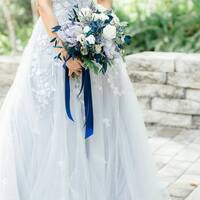 Simple A Line Light Blue Lace Beach Boho Wedding Dress Bridal Gown Wedding Gown - Thumbnail 1