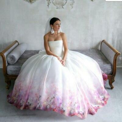 Flowers floral ball gown beach boho wedding dress bridal gown wedding gown