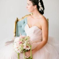 Light Pink A-line Wedding Gown Wedding Dress, Tulle Wedding Gown Bridal Dress - Thumbnail 2