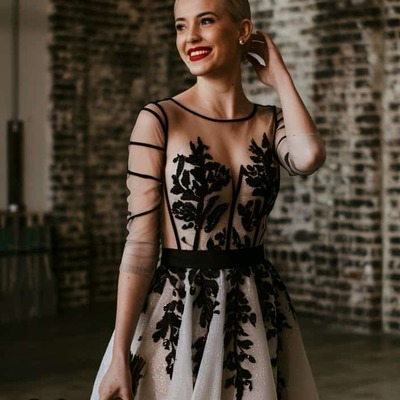 Gothic black lace appliques wedding dress bridal gown wedding gown