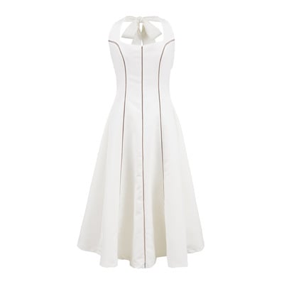 Casual mesh stitching slim-fit halter neck dress