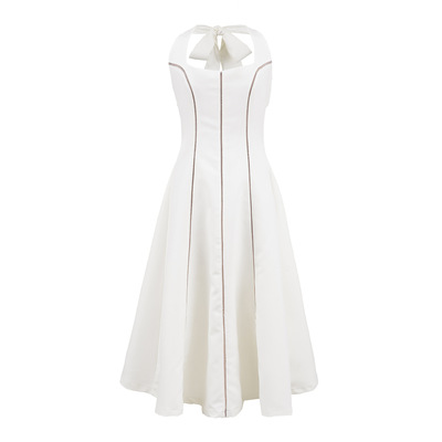 Casual mesh stitching slim-fit halter neck dress