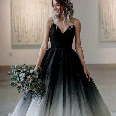 Black ball gown sequins lace wedding dress bridal gown wedding gown