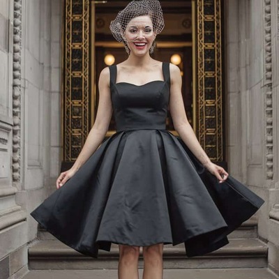 Simple a line black mini short wedding dress bridal gown wedding gown