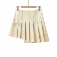 Sexy high waist asymmetrical bow pleated skirt - Thumbnail 1