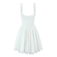 Retro temperament girl sweet and spicy lace lace small flying sleeve slim dress - Thumbnail 2