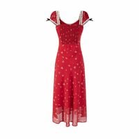 Summer cherry red print retro temperament hip skirt dress - Thumbnail 2