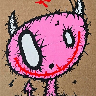 😈😇drawing by celipe perroloco "pink creature with a delicious smile"  - Thumbnail 5