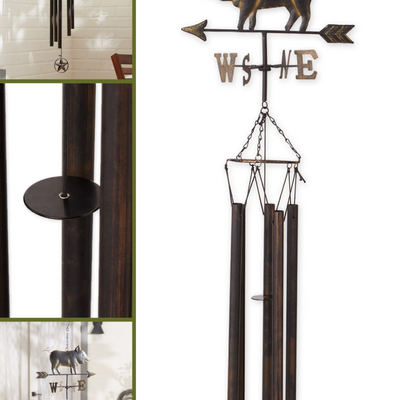 Weathervane wind  chime - iron pig