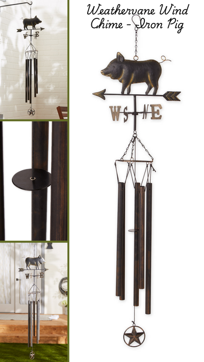 Weathervane Wind  Chime - Iron Pig
