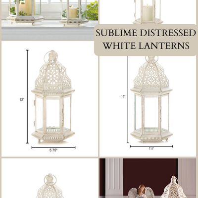 Sublime distressed white lanterns