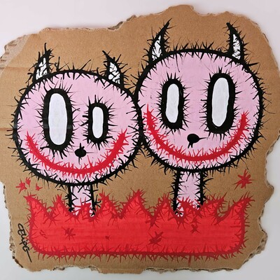 😈😇painting by celipe perroloco "two demons"  - Thumbnail 5