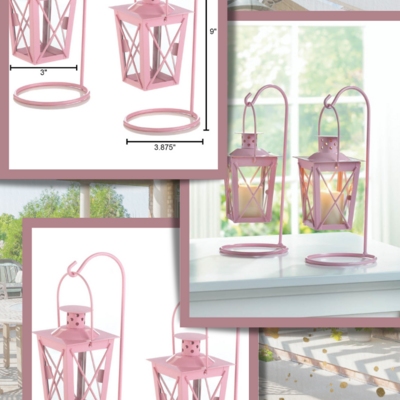 Pink iron railroad hanging lantern