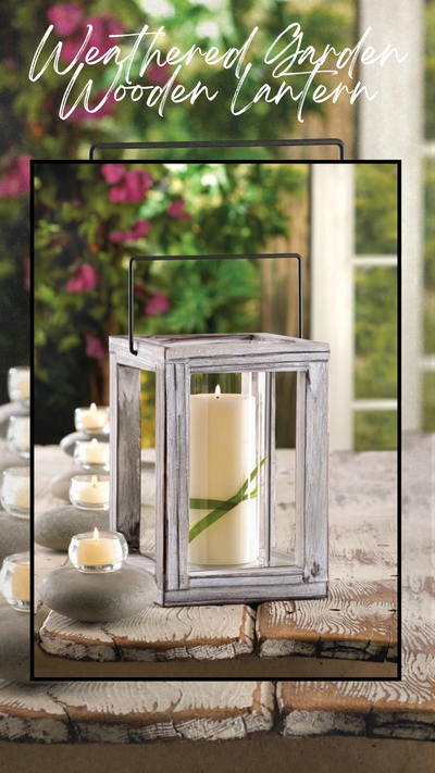 Weathered Garden Wooden Lantern