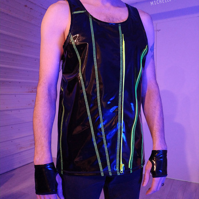 Ooak zip drive crop tank - lemon-lime.zip - Thumbnail 2