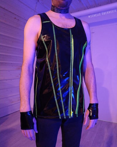 Ooak zip drive crop tank - lemon-lime.zip