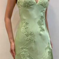 Spaghetti Straps Sequin Green Open Back Prom Dresses With Lace - Thumbnail 1