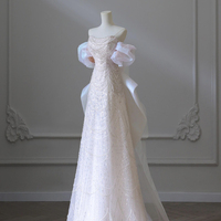 Lovely Pink Pearl Long A-Line Prom Dress - Thumbnail 1