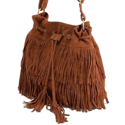 Suede tassel shoulder bag