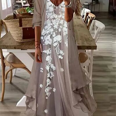 Elegant champagne lace appliques mother of the bride/groom dress evening formal prom dress