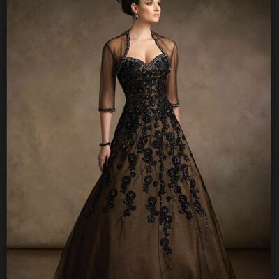 Elegant brown lace appliques mother of the bride/groom dress evening formal prom dress