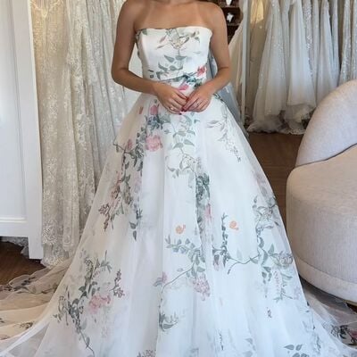 A-line wedding gown wedding dress, tulle wedding gown bridal dress