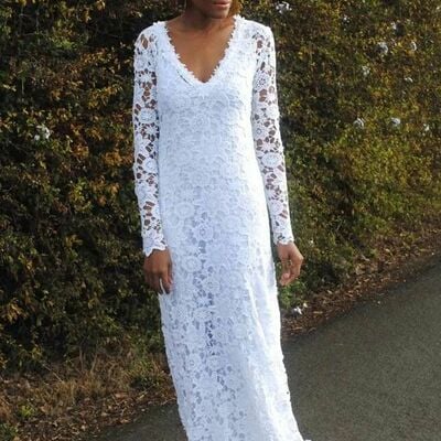 Simple sheath lace beach boho wedding dress bridal gown wedding gown